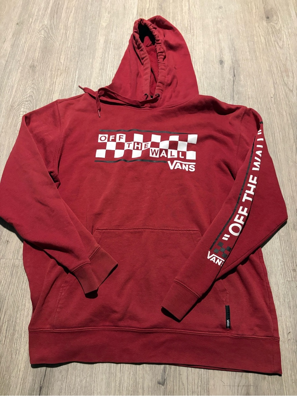 Vans Red 'Off The Wall' Checker Pullover Hoodie